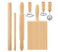 Wood Gnocchi Board and Ravioli Stamp Set Handmade Pastas Rolling Pin Wood Metal Texture for Creative Pastas Lovers Ravioli Stamp Set