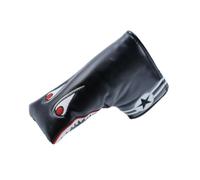 Wood Golf Headcovers - Shark Mallet Putter for Wood Club, Black and Red PU Leather Head Covers with Long Neck, Mallet Putter Cover for Driver