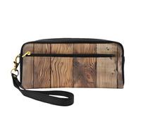 Wood Grain 1 Printed Cosmetic Bags for Women Mom, Stylish & Portable Leather Makeup Bag Cute Gifts Travel Toiletry Bag with Zipper