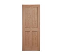 Wood Grain 4 Panel Unglazed Oak Veneer Internal Timber Door, (H)1981mm (W)686mm (T)35mm