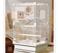 Wood Grain Acrylic Alloy Parrot Cage, Panoramic Birdcage with Wheels, Parakeet Cage for Various Bird Species, Clip-on Installation