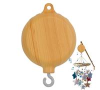 Wood Grain Crib Bell - Babies Mobile Rotary Music Box, Crib Mobile Motor Plays 35 Tracks | Wood Spinner Music Box Nursery Wind Bell with Pause Button Swivel Hook, Kids Music Box for Cribs Strollers
