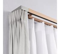 Wood Grain Curtain Rods - Mute Sliding Double Track System Adjustable 4-16 Ft Ideal for Wall Dividers Easy Install Curtain Pole for Home & Office Décor.