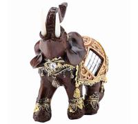 Wood Grain Elephant Statue, Lucky Feng Shui Elephant Sculpture Wealth Figurine for Home Office Decorations (M)