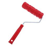 Wood Grain Embossing Paint Roller Brush for Doors and Cabinets | Red Metal Rubber Plastic Roller with Handle, Uniform Patterning for Feature Walls, Pottery, Craft Artists