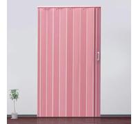 Wood Grain Plastic Concertina Doors Internal, PVC Folding Door Sliding Door Indoor Open Kitchen, 23-80 X 80 Inches, Folding Closet Doors Bathroom Door(Pink,34x80in (86.5x203cm))
