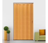 Wood Grain Plastic Concertina Doors Internal, PVC Folding Door Sliding Door Indoor Open Kitchen, 23-80 X 80 Inches, Folding Closet Doors Bathroom Door(Yellow,64x80in (162.5x203cm))