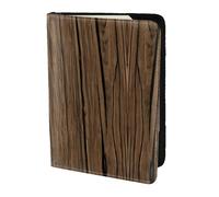 Wood Grain print Travel Wallet Passport Holder Case for Family Leather Passport Cover for Men Women, Black, One Size