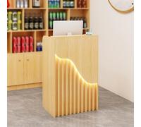 Wood Grain Reception Counter for Market, Convenience Store & Hotel - Stylish Front Desk with Functional Storage Solutions, Elegant Design for Professional Spaces