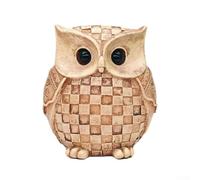 Wood Grain Resin Owl Statue Decorative Figurine for Desktop Bookshelf or Side Table in Contemporary Homes