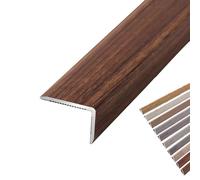 Wood Grain Right Angle Floor Transition Strip, L-Shaped Aluminum Corner Edge Trim - Peel-and-Stick Stair Nose Edging Protector for Laminate Tile Wood Stone Floors(Rouge,L900xW28xH12mm)