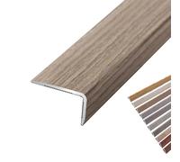 Wood Grain Right Angle Floor Transition Strip, L-Shaped Aluminum Corner Edge Trim - Peel-and-Stick Stair Nose Edging Protector for Laminate Tile Wood Stone Floors(Light Maca,L900xW20xH8mm)