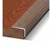 Wood Grain Right Angle L-Shaped Floor Transition Strip, Aluminum Trim Strip, Stair Nose Edging Corner Guards, Laminate Tile Edge Protectors, Peel Stick Stone Step Cover(Maca Brown,L900xW30xH20mm)
