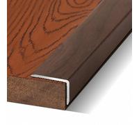 Wood Grain Right Angle L-Shaped Floor Transition Strip, Aluminum Trim Strip, Stair Nose Edging Corner Guards, Laminate Tile Edge Protectors, Peel Stick Stone Step Cover(Walnut,L900xW35xH20mm)