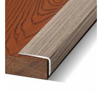 Wood Grain Right Angle L-Shaped Floor Transition Strip, Aluminum Trim Strip, Stair Nose Edging Corner Guards, Laminate Tile Edge Protectors, Peel Stick Stone Step Cover(Light Maca,L900xW35xH20mm)