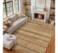 Wood Grain Rug - Rustic Wood Plank Area Rugs for Living Room Bedroom, Washable Non Slip Low Pile Carpet 120 x 170 cm, Patterned Rug & Home Decor QAZ36