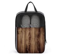 Wood Grain Shoe Bags Foldable Breathable Portable Shoe Puches Organizer Stylish Expandable Packing Travel Shoes Bags for Sneakers Gym Luggage Closet
