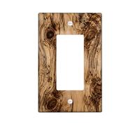Wood Grain Single Rocker Light Switch Cover, Natural Rustic Swirls Knots N/a Brown Plastic Standard Size Accents Wall Switch Plates for Bedroom Bathroom Kitchen Entrance Decor
