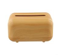Wood Grain Tissue Box with Spring-Loaded Mechanism, Non-Slip ABS Napkin Holder for Living Room Bedroom Desk, Red(Wood)