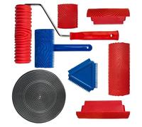 Wood Grain Tool - 8Pcs Paint Roller Set, Soft Rubber Pattern Kit | Graining Roller with Handle, Clear Wood Like Texture for Walls, Floors, Furniture, Fences, Decor Projects, and Home Renovation