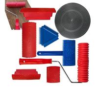 Wood Grain Tool, Wood Grain Painting Tool, 8 Pcs/Set Rubber Wood Texture Roller with Handle | Grit Tool, Paint Looks Like Paint Roller with Clear Texture Pattern for Walls, Floor, Furniture