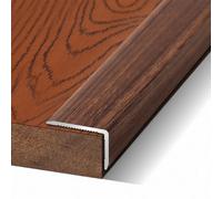 Wood Grain Transition Strip - L-Shaped Floor Divider Trim for Vinyl, Laminate, Tile Metal Stair Edge Protector Cover Seam Binder Bar for Outdoor/Indoor(Indonesian Rouge,W2.5CM)