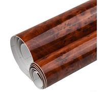 Wood Grain Vinyl Wrap Car Interior Sticker 30x100cm Maroon Dashboard Wrap Film Waterproof Heat Resistant Vinyl Decal DIY Wood Effect Car Sticker Motorcycle