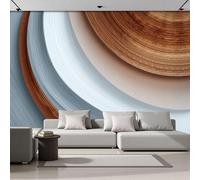 Wood Grain Wavy Pattern Printed Wallpaper, Premium Non-Woven Simple Abstract Wall Mural, Brown Photo Wallpaper, for Living Room Bedroom Home Office Wall Decoration - 250 x 175 cm