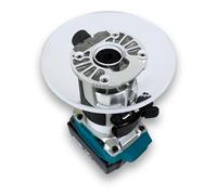 WOOD GRAN JUNKIE® TrimFit Pro® 6” Round Router Base Plate Compatible with Makita RT0701C, XTR01Z- Pre-Drilled, 3/8” Thick Clear Cast Acrylic, Router Base for Woodworking, Made in USA