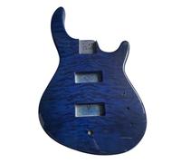 Wood Guitar Body 4 String Electric Bass Body Finished Solid Basswood Waterwave Maple Veneer DIY Part Blue Colour