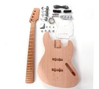 Wood Guitar Body Diy 4 String Electric Jazz Bass Kits Roasted Maple Neck And Fingerboard Mahogany Body With All Hardware