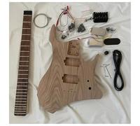 Wood Guitar Body DIY Headless Electric Guitar Kit Elm Body Maple Neck Laurel Fingerboard