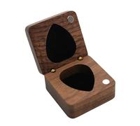 Wood Guitar Pick Storage Box Solid Walnut Wood Guitar Pick Holder Compact Square Plectrum Holder Case Organizer for Guitarists - Unique Music Gifts for Men & Women Birthday Fathers Day Christmas