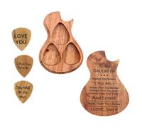 Wood Guitar Picks, 3 Pack Wooden Guitar Pick Case, Electric Guitar Pick Case Personalized Gifts for Boyfriend,B
