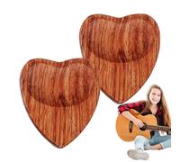 Wood Guitar Picks Set - Heart Shape Ukulele Picks, Solid Wood with Anti-Slip Grip, Smooth Guitar Pick Collection, Acoustic and Electric Guitars, Musicians Practice Accessories Music Performance Tools