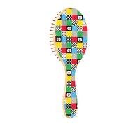Wood Hair Brush Cat Kitten Plaid Tartan Check Scotland Wood Paddle Brush Wood Hair Brushes for Women Massage Brush Wood