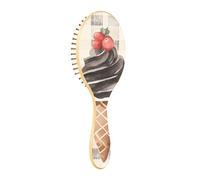 Wood Hair Brushes Black Ice Cream Buffalo Plaid Snowflakes Christmas Wooden Paddle Brush For Hair Wood Hairbrush Brush For Natural Hair