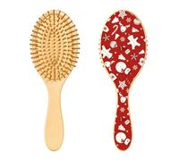 Wood Hair Brushes Christmas Elements Red Paddle Brush for Natural Hair Wooden Hair Brushes for Women Wooden Message Brush