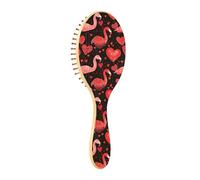 Wood Hair Brushes Flamingos Red Peach Black Hearts Paddle Brush For Natural Hair Wooden Hair Brushes For Women Wooden Message Brush