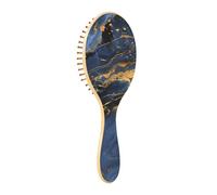 Wood Hair Brushes Marble Texture Natural Luxury Navy Blue Gold Color Paddle Brush For Fine Hair Wooden Hair Brushes For Women Massage Hair Brush