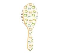 Wood Hair Brushes Paddle Brush For Fine Hair Wood Hair Brushes For Women Natural Hair Brush Seamless Pattern Cartoon Frog Design on