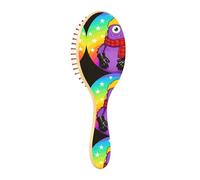 Wood Hair Brushes Paddle Brush For Natural Wooden Massage Rainbow monsters