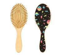 Wood Hair Brushes Planet Ufo Black Paddle Brush for Fine Hair Wooden Brush for Hair Natural Hair Brush