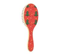 Wood Hair Brushes Red Christmas Elements Christmas Tree Wooden Paddle Brush Wooden Brushes For Hair Natural Wood Brush