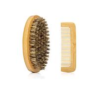 Wood Handle Beard & Mustache Brush With Comb For Facial Hair Boar Bristle Beard Brush Massage Comb Men Beard Grooming