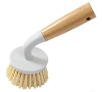 Wood Handle Dish Brush For Heavy Duty Kitchen Cleaning Tasks Using PET Bristles Heat Resistant Up To 80 Degrees C(9930 White)