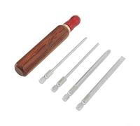 Wood Handle Screwdriver with Quick Change Mechanism Supporting PH2 and 3mm 6mm Flat Head Bits for Workshop Use (A)