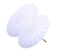 Wood Handle Umbrella Vintage Paper 2pcs White Chinese Style Diy Crafts Decorative Oil-paper Painting Wooden Oriental Parasol Party 2pcs 80 cm