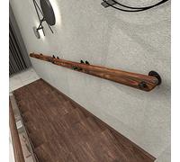 Wood Handrail Kit for Indoor Stairs Rustic Industrial Design Non Slip Wall Mounted Banister Rail Corridor Support Railing 10ft/300cm