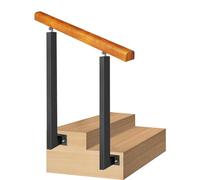 Wood Handrails for Outdoor Steps and Indoor Stairs - Transitional Wrought Iron Post Stair Railing with Adjustable Brackets for Porch Garden Concrete or Wooden Steps(Color:Height 85cm,Size:90cm/35inch)